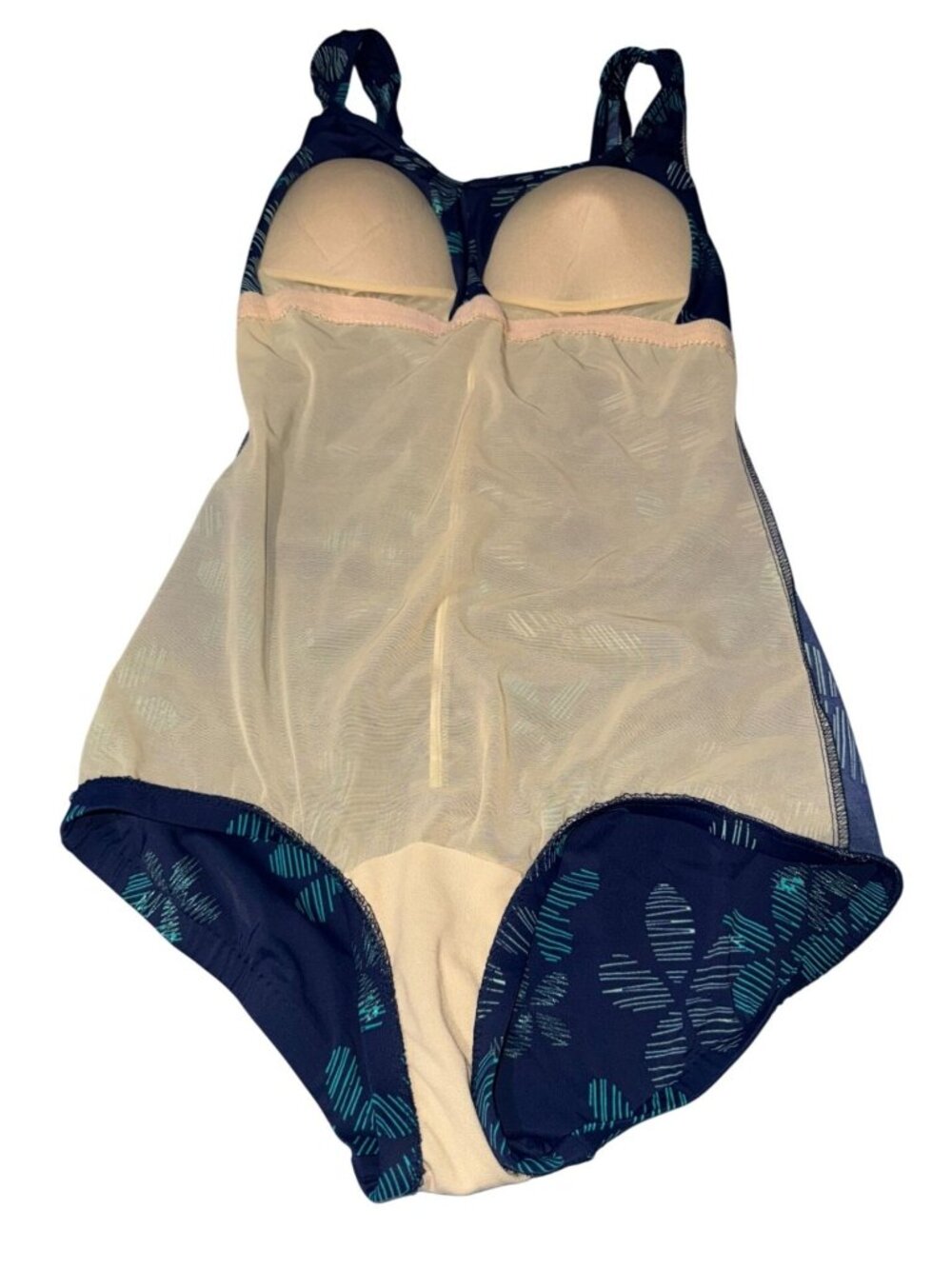 One-Piece Maxine Swimsuit With Ruched Front & Tropical Print Blue & Teal Womens - Picture 7 of 10